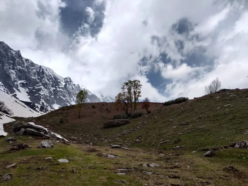 Eyes on the prize — the mighty Hanuman Tibba and Friendship Peak towering over our base camp. | © MountRoutes